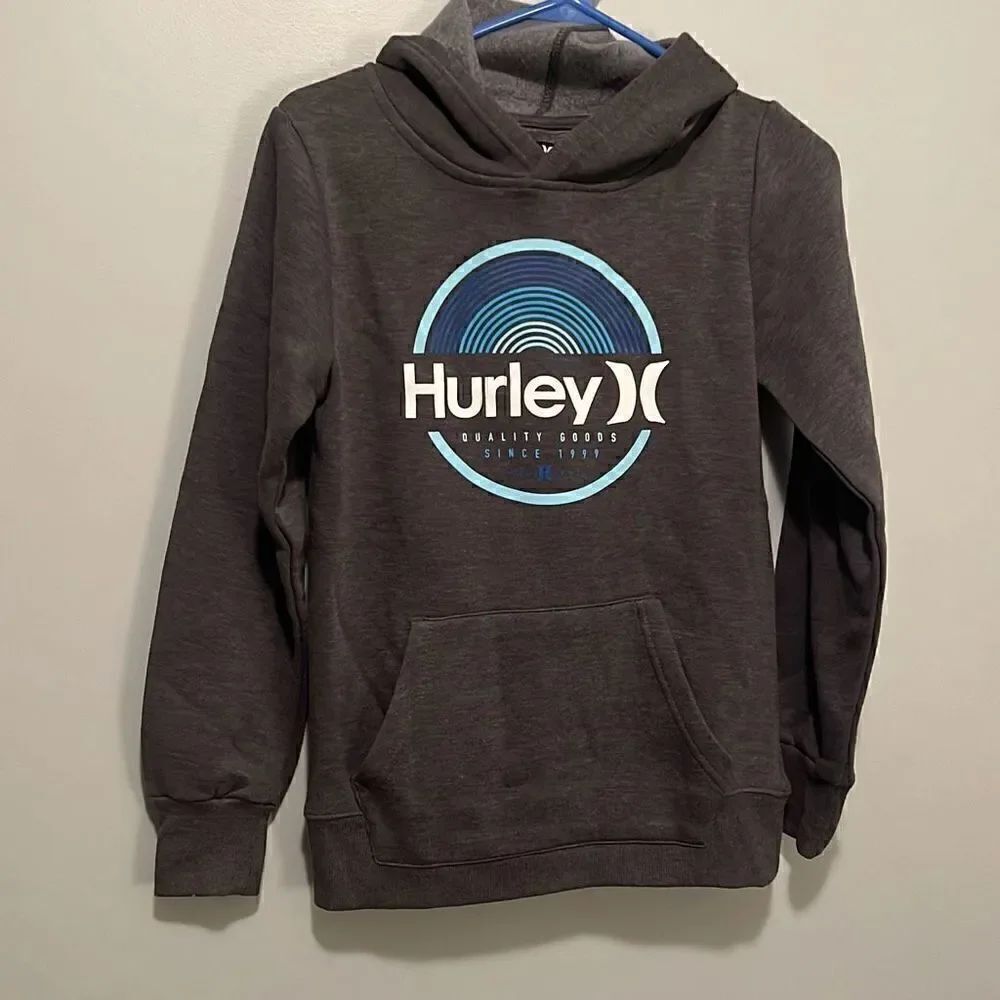 Hurley Boy's Gray Kangaroo Pocket Pullover Hoodie Size 10/12 NWOT